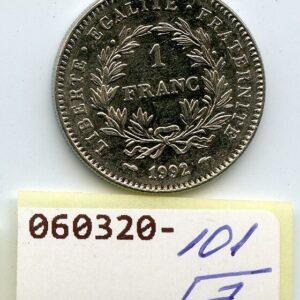PRANTSUSMAA 1 FRANC 1992 F/VF 060320-101