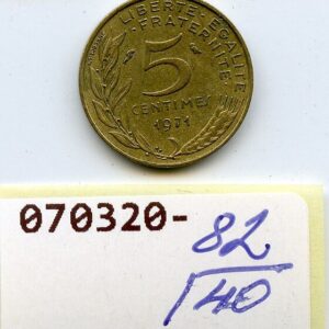 PRANTSUSMAA 5 CENTIMES 1971 F/VF 070320-82