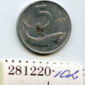 ITAALIA 5 LIIRI 1977 DELFIIN 281220-102